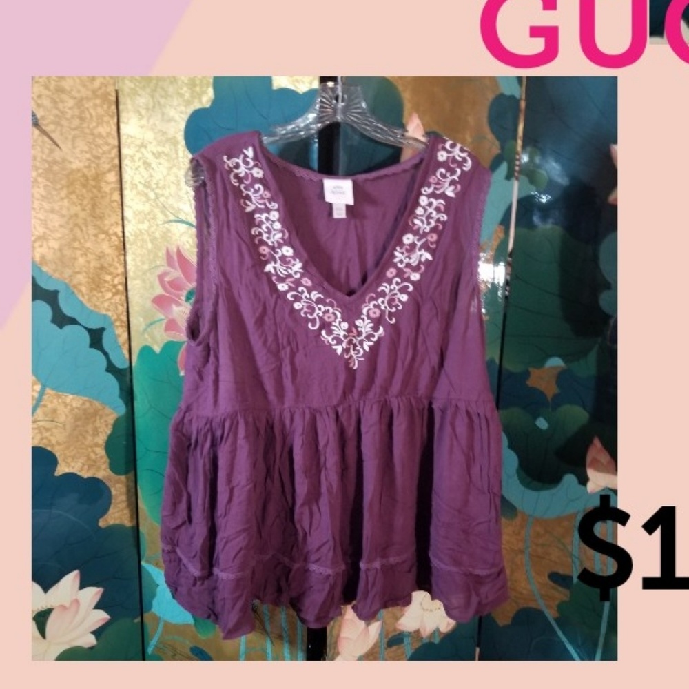 Purple sleeveless babydoll top